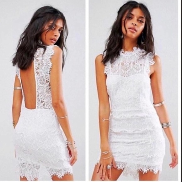 Free People Intimately White Daydream Lace Bodycon Mini Dress EUC Size XS - Picture 3 of 11